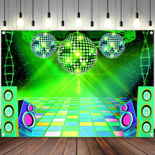 Dance Party Backdrop Retro 80s 90s Theme Stage Dance Ball Music Birthday Party Decoration DJ Photography Background 5 x 3 ft for Baby Shower Picture Photo Shoot Polyester Fabric,Purple