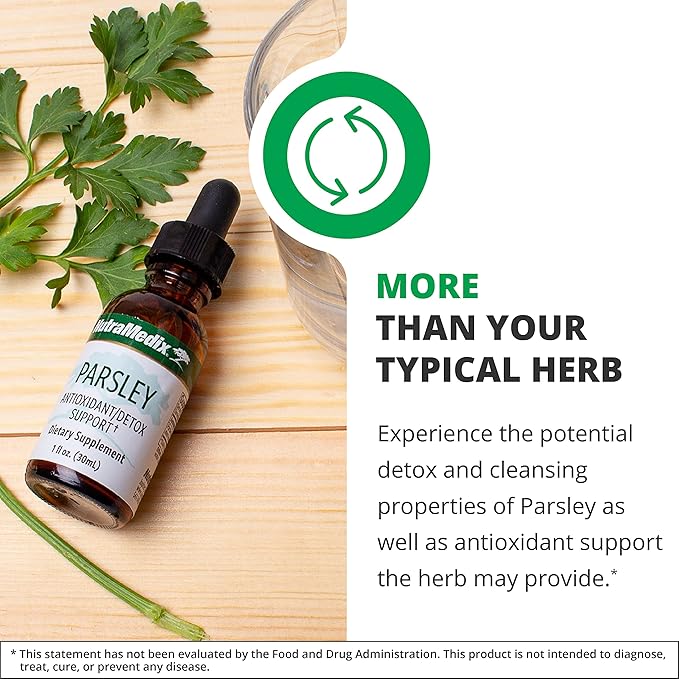 NutraMedix Parsley Herbal Supplement - Parsley Leaf and Stem Extract - Antioxidant Support, Body Detox & Cleanse Support - Liquid Herbal Supplements for Immune Health (1oz / 30ml)