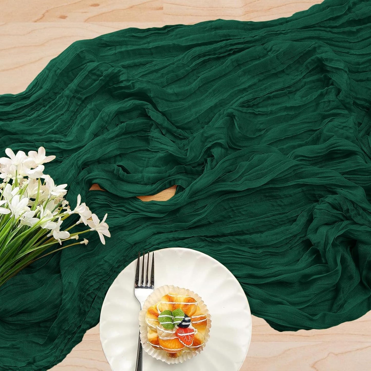 6 Pack Cheesecloth Table Runner 10Ft Christmas Gauze Boho Table Runners for Wedding Decor Bridal Shower Decorations Baby Shower Party(35" x 120")