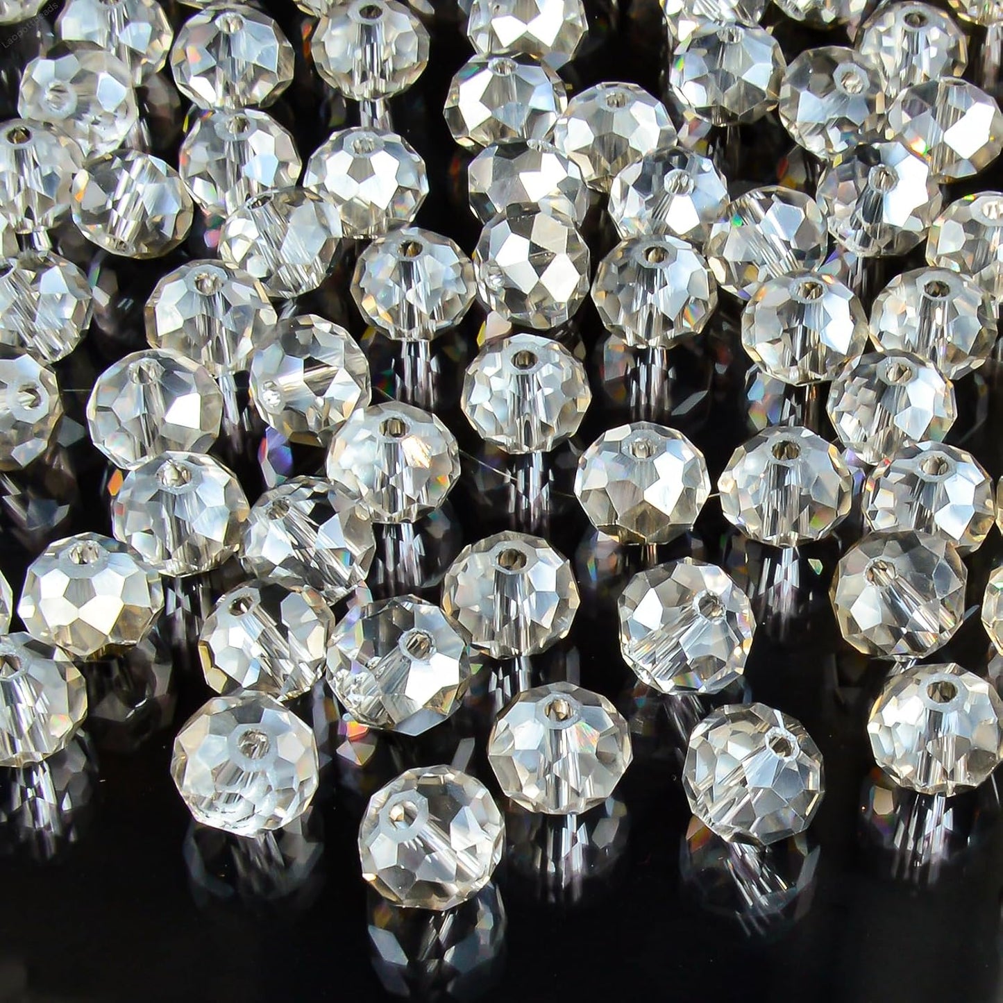 220Pcs 10mm Crystal Glass Beads for Jewelry Making Beads for Bracelets Necklace Pendants Making Supplies(Gray)