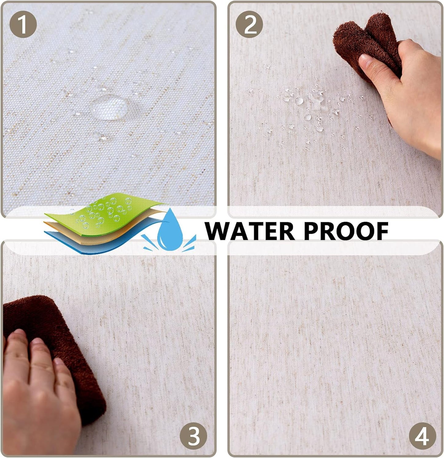 MYSKY HOME Table Cloth 60 in Round Cotton Tablecloth, Heavy Duty Linen Look Waterproof Tablecloths Farmhouse Tablecloth, Soft and Wrinkle Free Table Cover with Beige Tassels for Kitchen Dining, Party