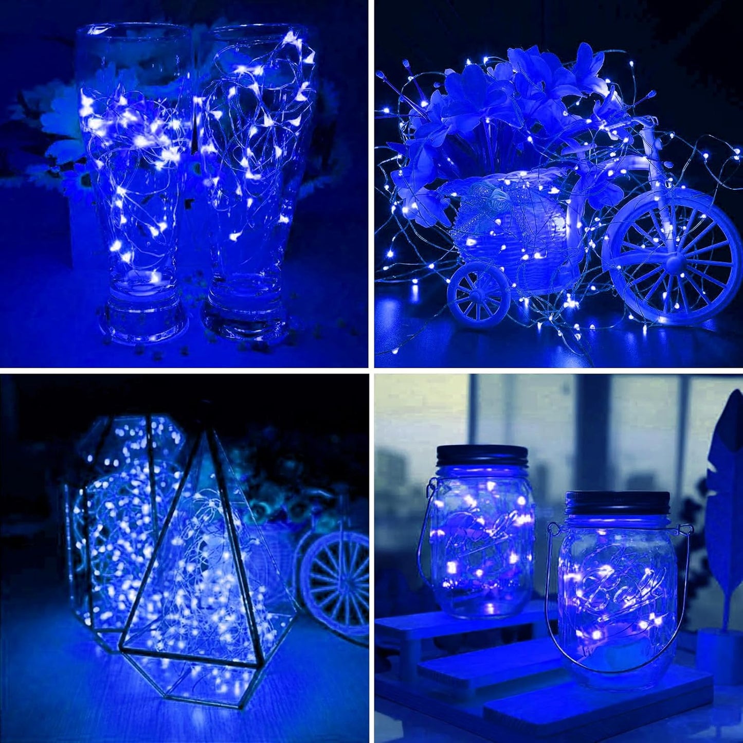 ZGWJ 8 Pack Fairy Lights Battery Operated, 7ft 20 Mini LED Fairy String Lights Silver Wire 3 Modes for DIY, Parties, Wedding, Bedroom, Halloween Christmas Decoration Blue
