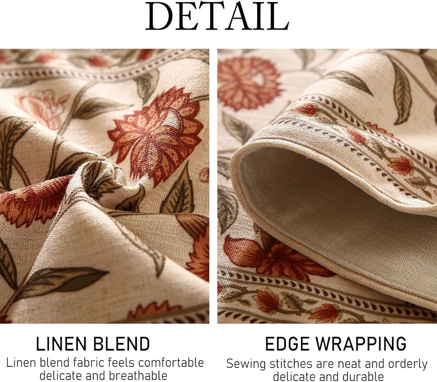 ISAENNE Designer Elegant Linen Table Runner 87 Inches Long,Vintage Orange Floral Pattern Table Runners for Dining Tables,Kitchen Decor,Thanksgiving,Christmas,Banquet,12"*87"-Alvarado A