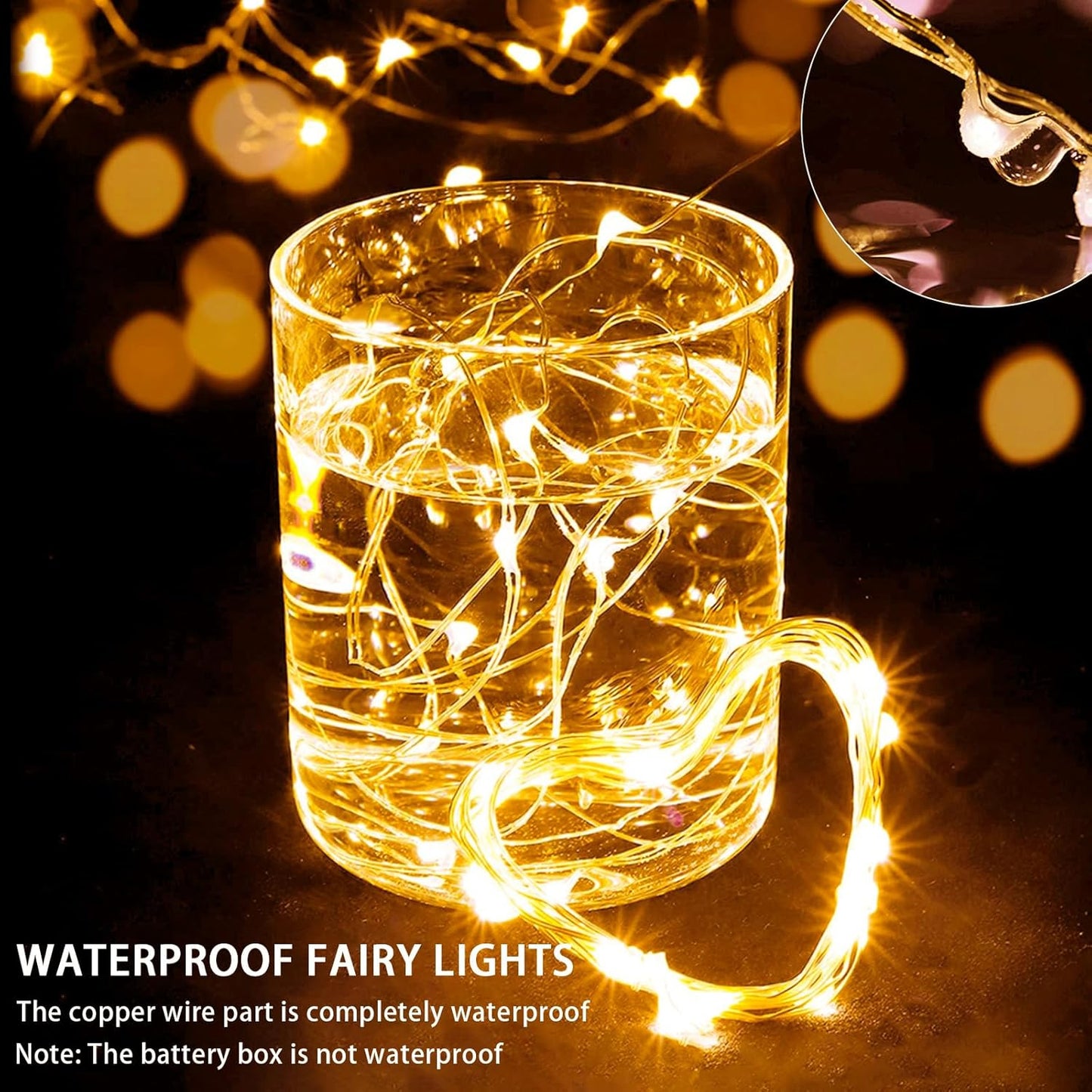 24 Pack Yellow Fairy Lights 7Ft 20 LED Twinkle String Lights 3 Modes Battery Operated Waterproof Firefly Starry for Mason Jar Party Wedding Christmas Valentines Day Table Centerpieces