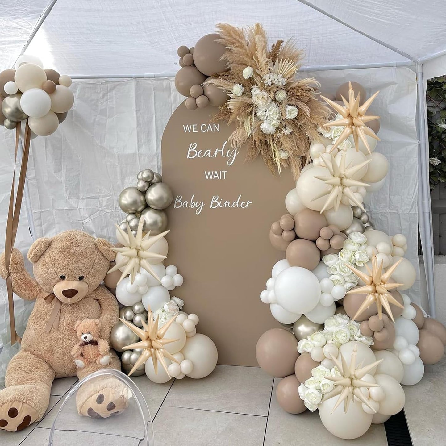 Cream White Beige Star Balloons,9Pcs 22Inch Caramel Sand White Explosion Spike Cone Helium Polyester Film Star Balloon for Birthday Anniversary Baby Shower Disco Party Decorations