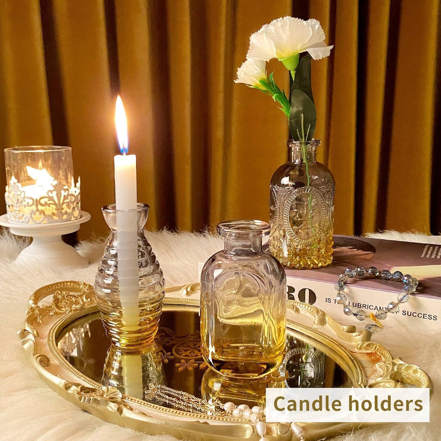 Glass Bud Vases in Bulk Set of 30 Pcs,Small Glass Vases for Flowers as Wedding Centerpieces for Tables,Clear Flower Vases Suitble for Wedding Decorations,Home Decor (Blue Yellow, 30 pcs)