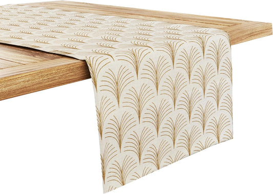 Ruvanti 100% Cotton Table Runner 90 Inches Long, Non-Slip, Stain Resistant, Washable & Reusable Table Runners Perfect for Wedding, Parties, Christmas, Holiday, in-Door use - Luminous