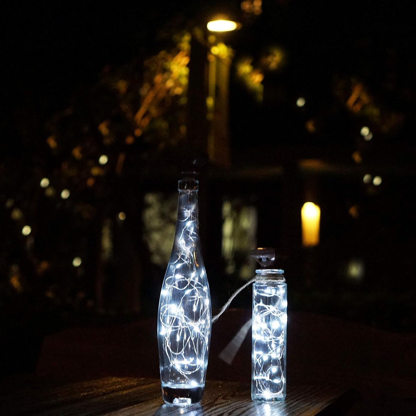 Decorman 10 Pack Solar Wine Bottle Lights 20 LEDs Waterproof Fairy Cork String Silver Wire Craft Lights for Party, Wedding, Christmas, Holiday, Garden, Patio or Table Decor