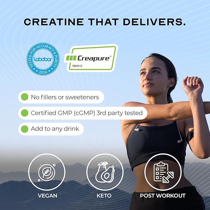 Muscle Feast Creapure Creatine Monohydrate Powder, Vegan Keto Friendly Gluten-Free, Mass Gainer, Muscle Recovery Supplement and Trusted Creatine for Muscle Growth, Creatine Powder, Unflavored, 300g