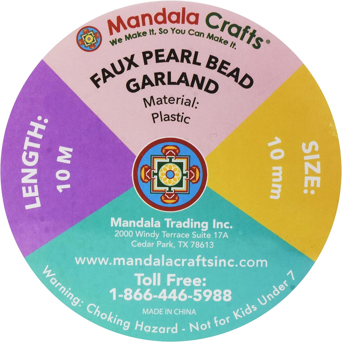 Mandala Crafts 10mm Faux Orange Pearl Beads Roll - 11 Yards Strand of Fake Pearls Chain Garlands Spool String for Christmas Tree, Wedding, Party, Vases, DIY Decoration