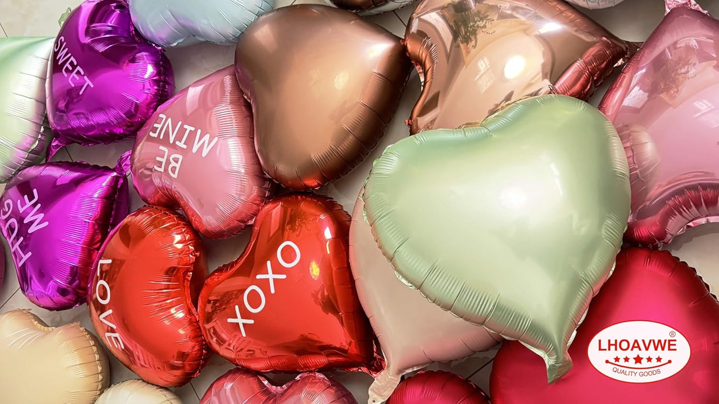 Rose Gold Heart Shaped balloons Pack of 12,18 Inch Silver Love Valentine Balloons Pink Heart Romantic Balloons For Valentines Day Propose Marriage Wedding Bridal Shower Engagement Party Decorations