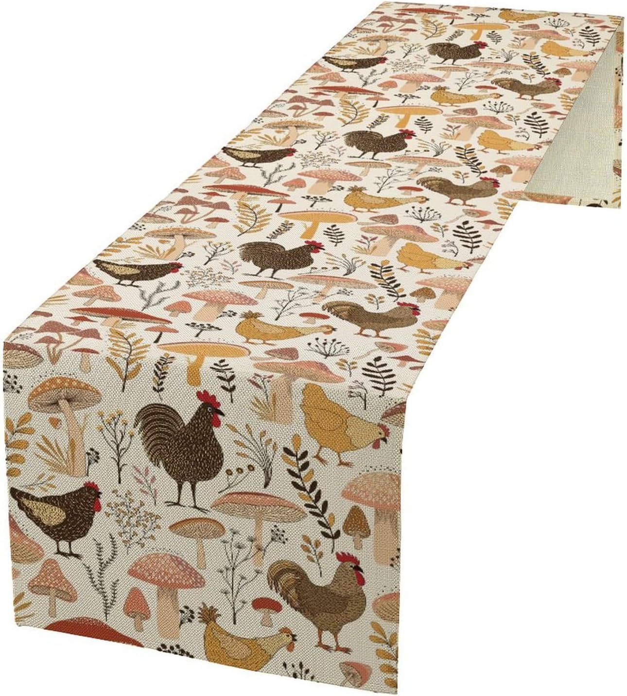 Mushroom Table Runner,Retro Natural Plant Famhouse Table Runner for Kitchen Dining Table Home Party Decoration 13x72 Inch