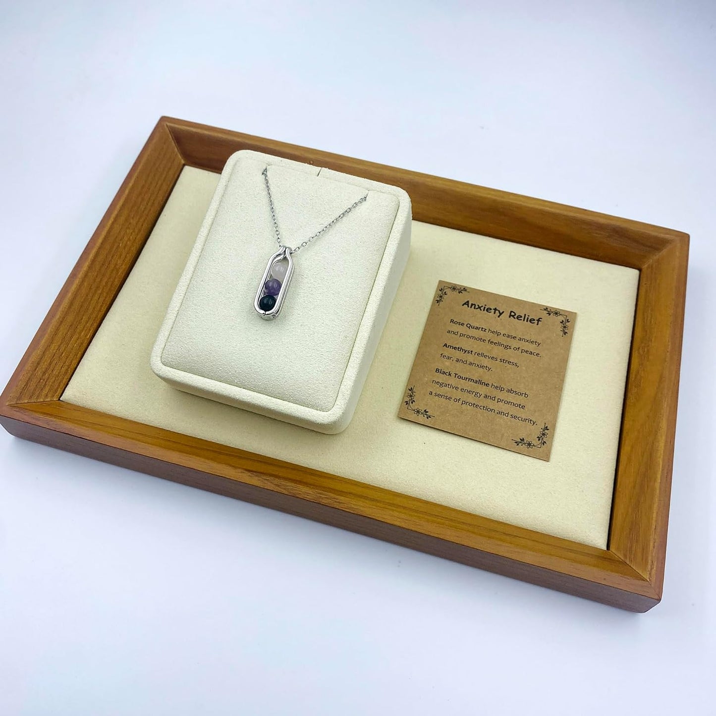 Natural Crystal Necklace Gift for New Beginnings, Crystals and Healing Stones Necklace for Anxiety Relief, Encourage Gift For Women, Mum, Natural Genuine Gemstone, Cheer Up