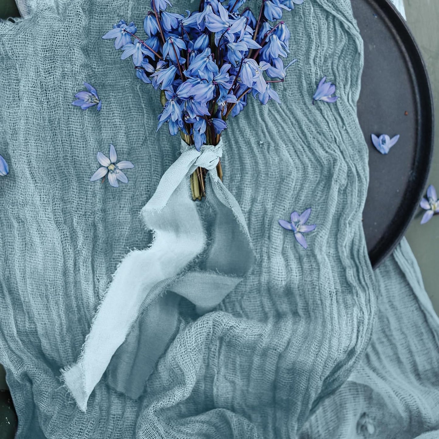 12 Pack Cheesecloth Table Runner, Runner Gauze Boho Wedding Decor Romantic Table Runner for Wedding Birthday Party(35" x 118")(Grayblue)