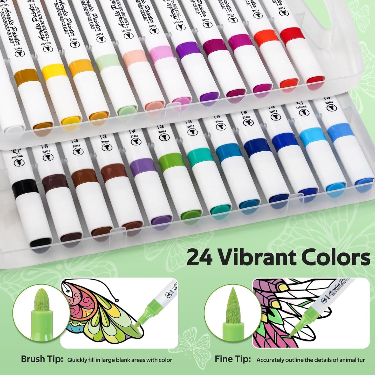 Adult Coloring Book Set for Women with 24 Colors Markers, Spiral Bound Coloring Book for Adults Relaxation with Full-Pattern Reference Cards, No Ink Bleeding-Anxiety Relief