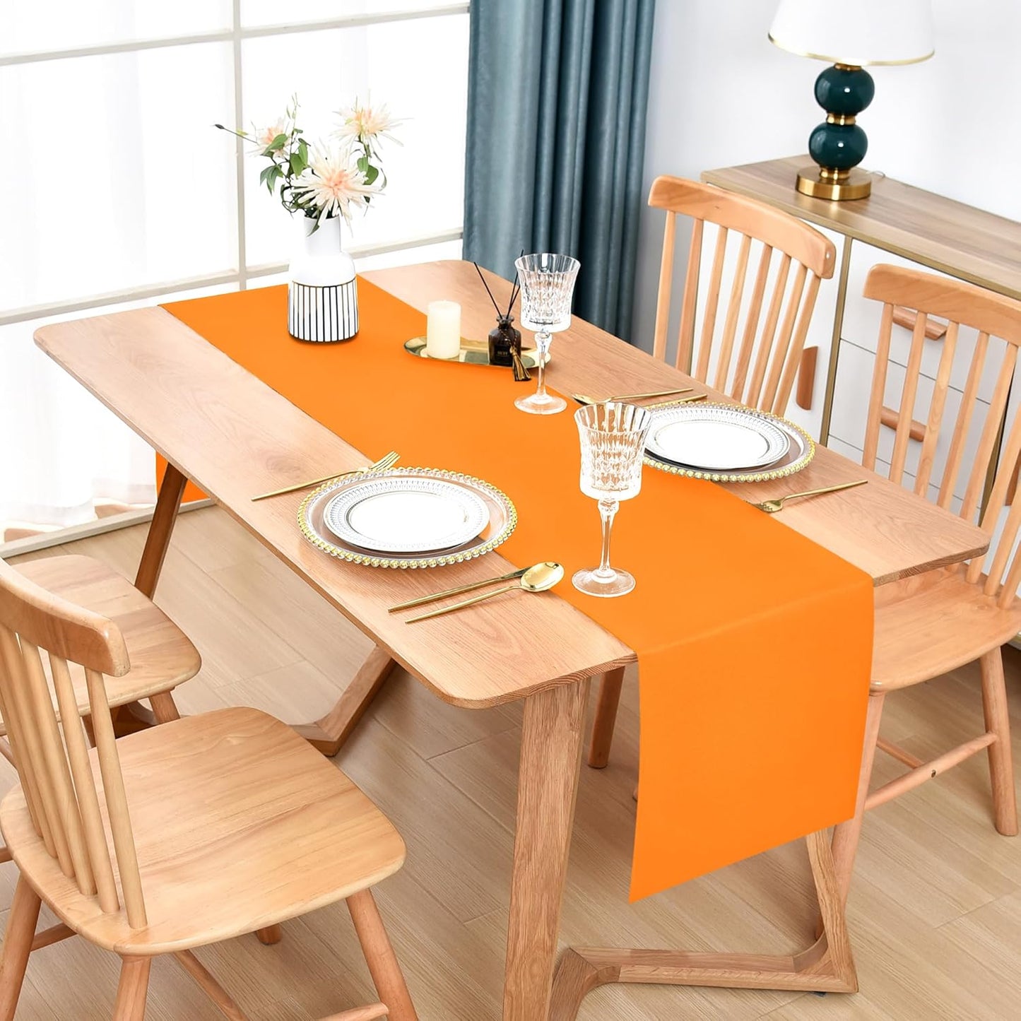 Farmhouse Orange Table Runner Dining Table Runners 90 Inches Long Coffee Table Runner for Dresser Living Room Bedroom Holiday Party Banquet 12X90 Inch