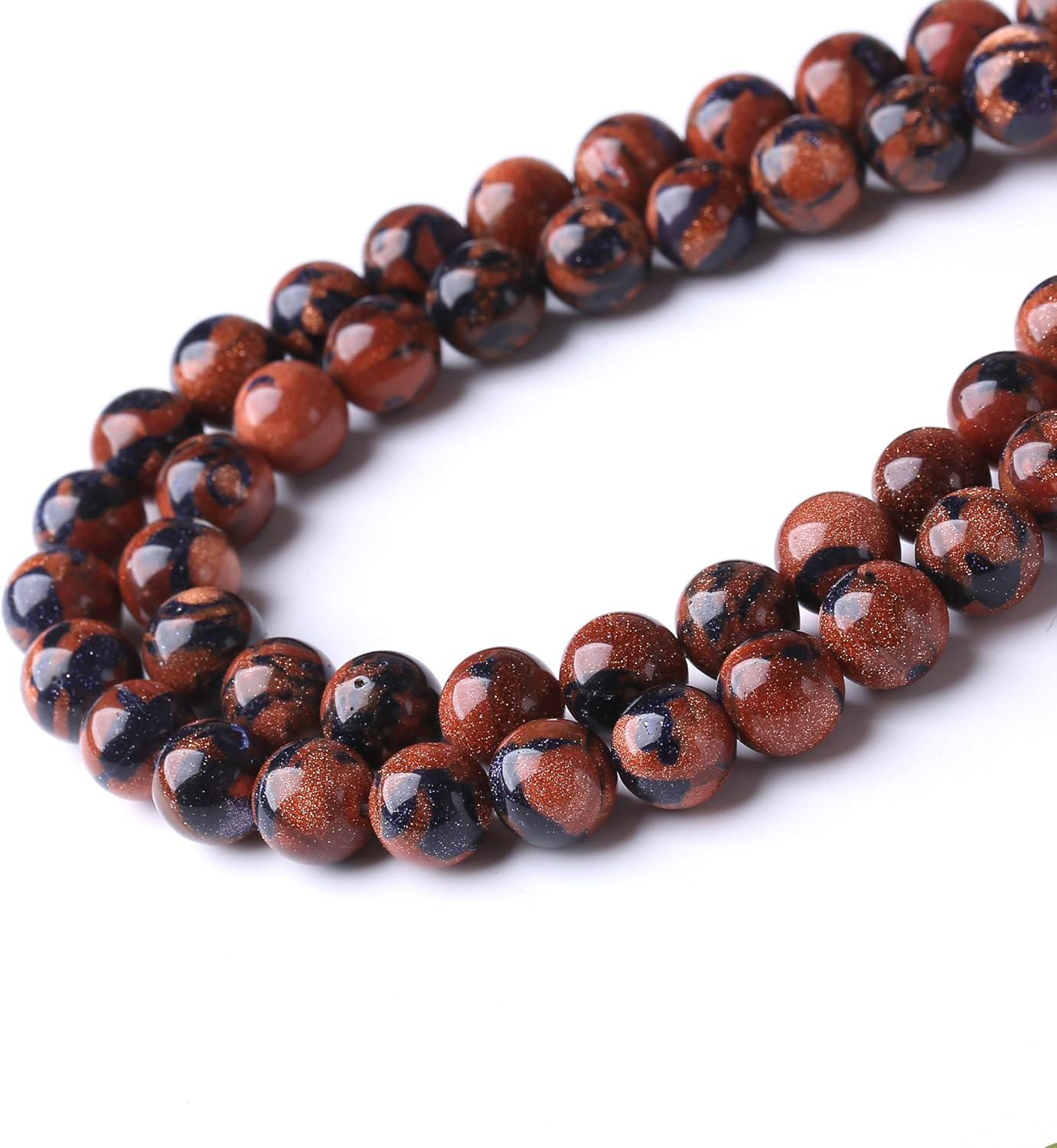 Galaxy Blue Gold Sandstone 4MM Stone Beads for Jewelry Making DIY Craft Gemstone Beads Kit (4mm, 88pcs) Cosmic Crystal Pebbles for Bracelets, Necklaces, Home Decor