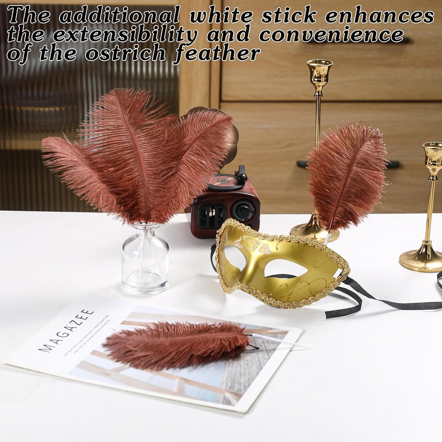 SOGUGOM Brown Craft Ostrich Feathers - 30PCS 6-8 inch Mini Ostrich Feathers Kit for Centerpieces, Kindergarten Crafts, Dream Catchers and Hats(Brown)