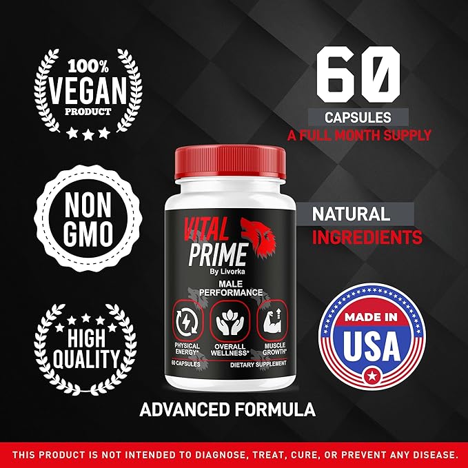 Vital Prime for Men, Advanced Formula, Dietary Supplement Support Capsules for 3 Months, Pack of 3