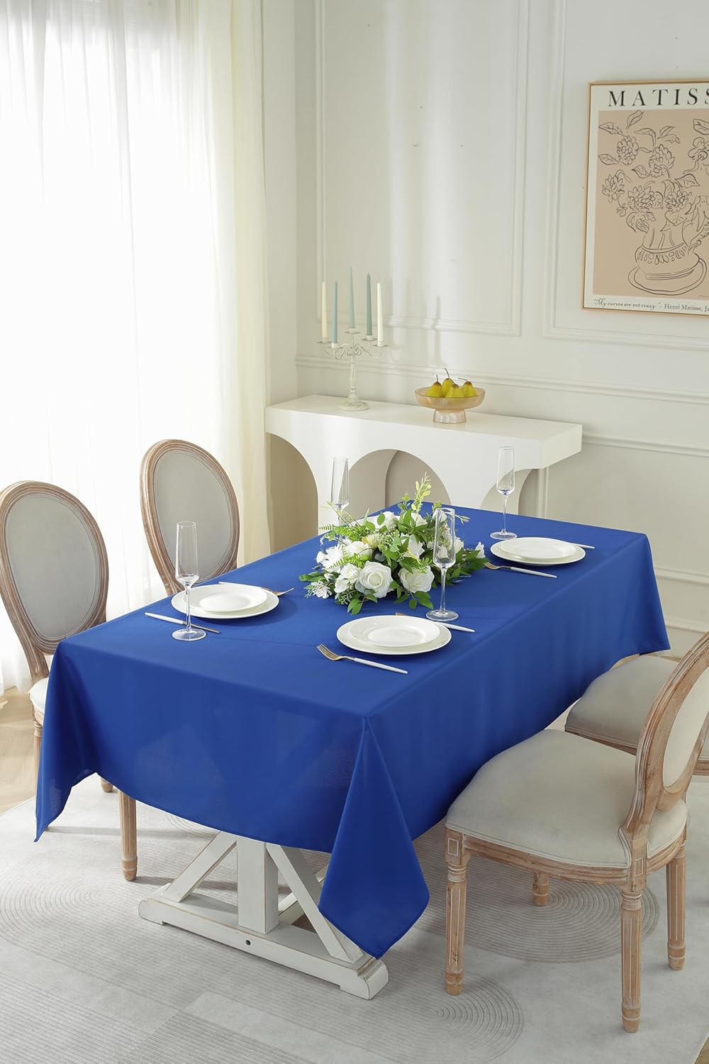 Craft And Party Rectangle Tablecloth, 70 x 108 Inch Royal Blue Tablecloth, Polyester Fabric Washable Table Cloth for Home, Party, Wedding or Restaurant Use.