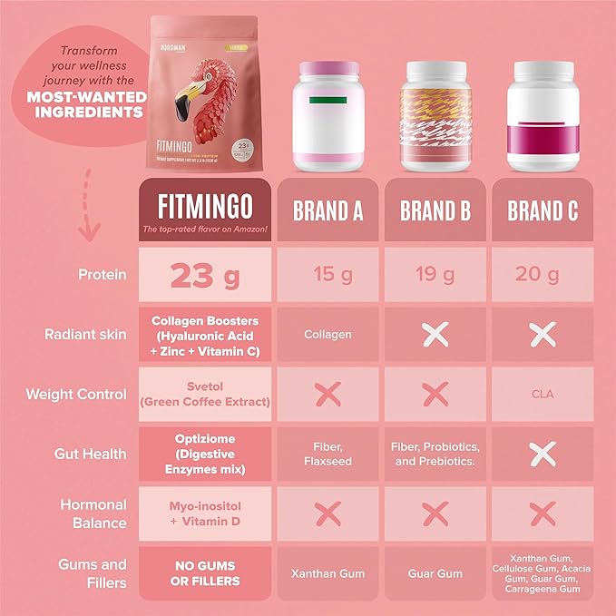 Fitmingo Vegan Protein Powder with Inositol, Collagen Boosters, Hyaluronic Acid and Vitamins | Low Carb, Dairy Free, Low Calorie | 23g Plant Based Blueberry Protein Powder with Myo-Inositol