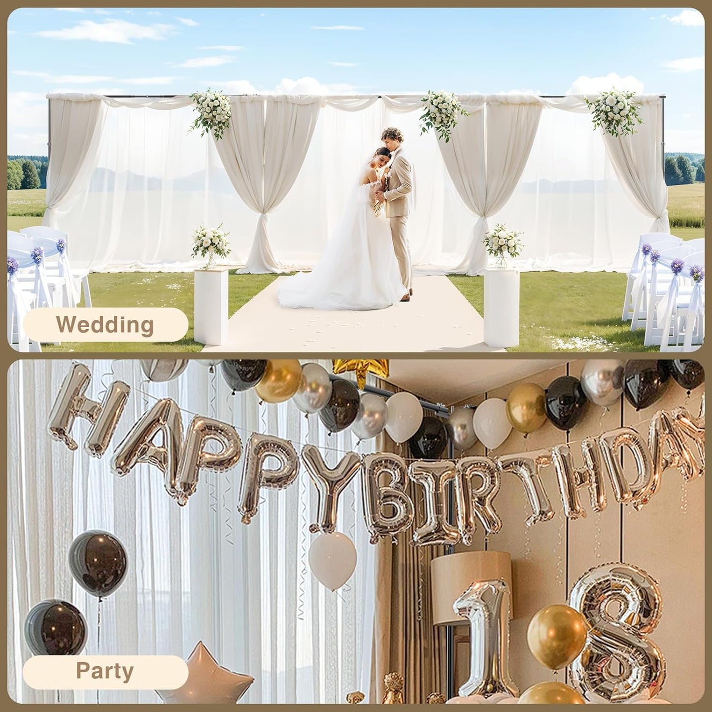 EMART Backdrop Stand, 30x7ft(WxH) Large Adjustable Background Support System with 308° Angle Rotatable Connector, 12 Clamps, 4 Sandbags and Carry Bag for Paties, Wedding, Photography Studio, Video