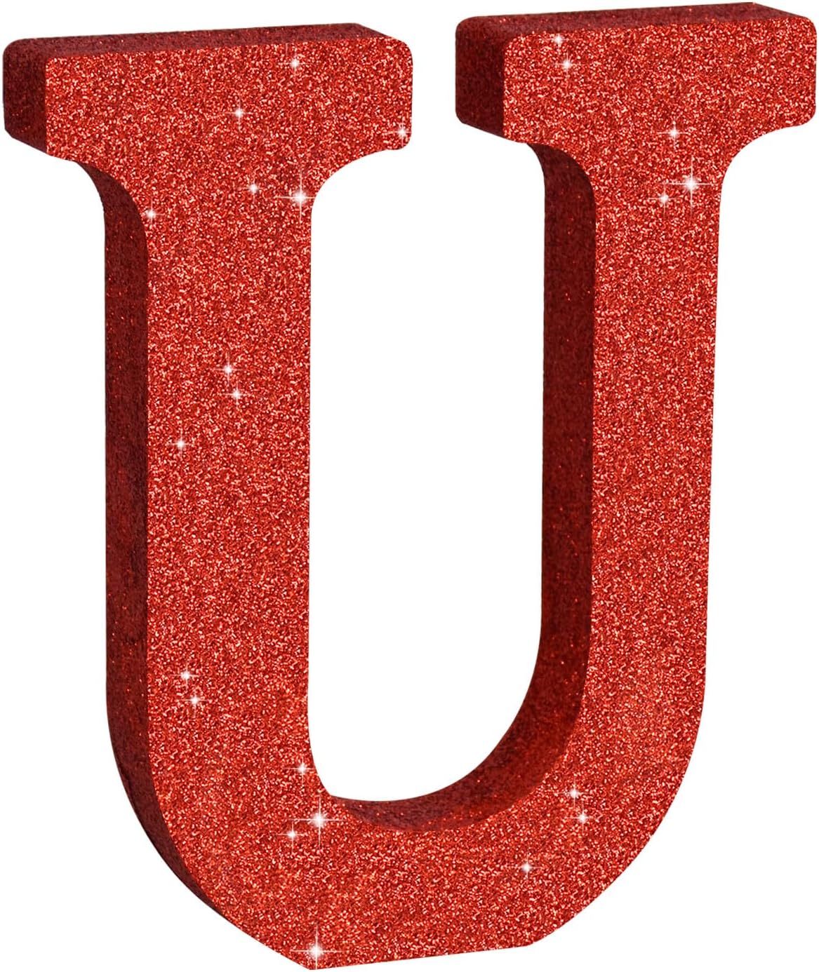 TONIFUL 8 Inch Red Glitter Letter U Table Centerpiece A-Z Red Birthday Party Decorations,Red Alphabet U for Birthday,Chrismas,Graduation,Bridal Shower,Wedding,Anniversary Party Supplies