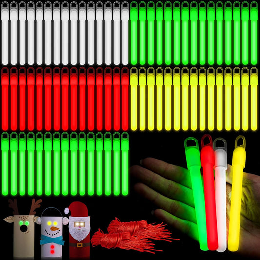 Lewtemi 4" or 6" 100 Pack Bright Glow Sticks Bulk, Glow in The Dark Party Supplies Birthday and Holidays Party Favors