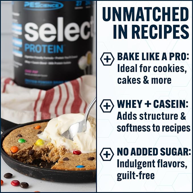 PEScience Select Protein Powder, Whey and Casein Blend, Clean Protein Powder for Women and Men, Low Calorie, Low Carb, Keto Friendly, Gluten Free, Cake Pop, 5 Servings