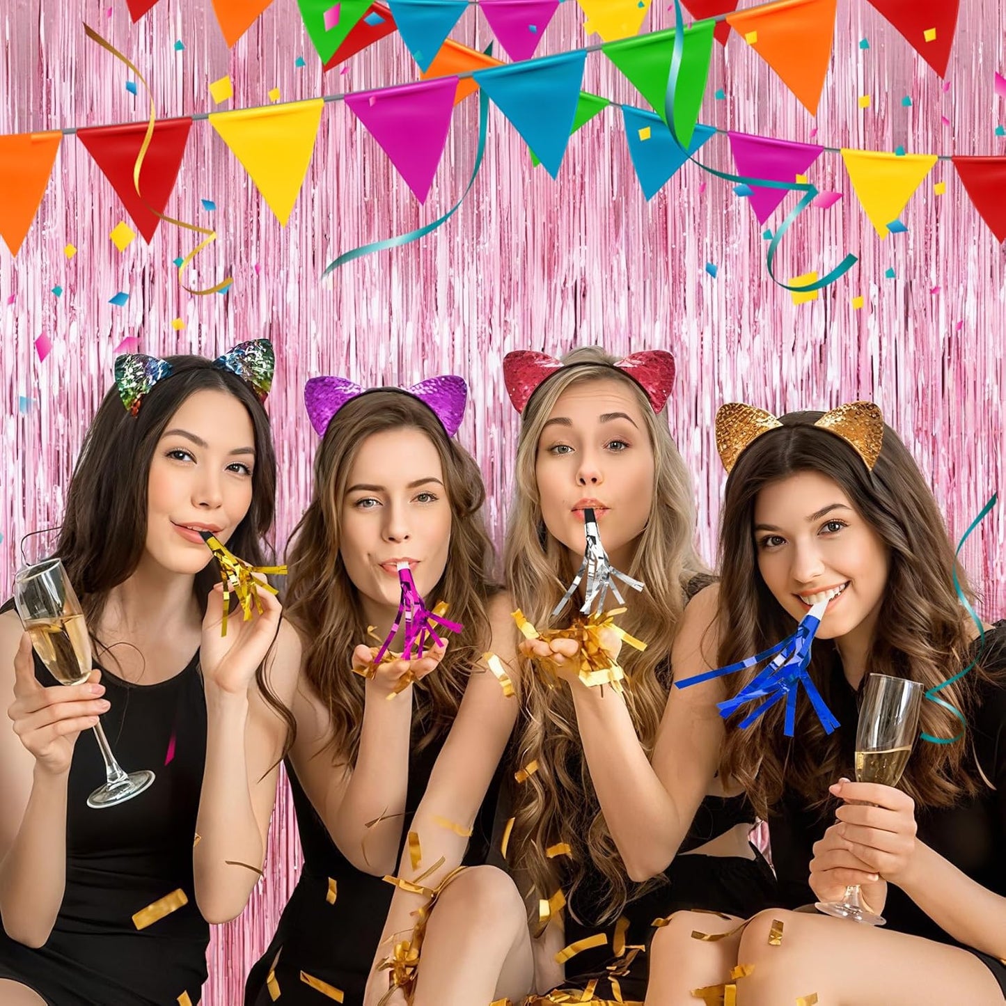 Party Blowers, 24 PCS New Years Noise Makers, Gold Silver Glitter Metallic Fringed Party Blowouts, Blow Horns Whistles for Kids Birthday Graduations Christmas Weddings Family Sporting Events Supplies