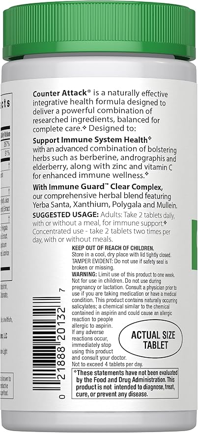 Rainbow Light Counter Attack Immune Support, Dietary Supplement Provides Immune Support, With Vitamin C, Zinc and 3 Targeted Herbal Blends, Vegan and Gluten Free, 90 Count