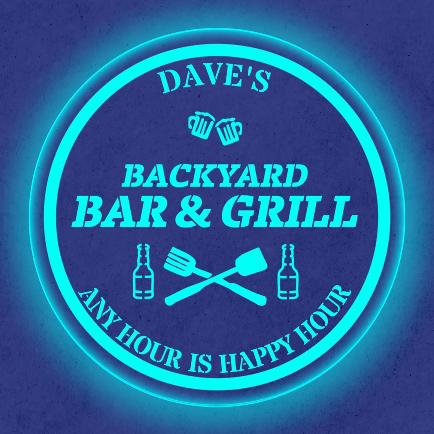 Custom Acrylic LED Bar Sign – Personalized Color Changing Wall Decor for Backyard Patio, Home Bar, Kitchen, or Man Cave (Bar & Grill, 16 INCHES)