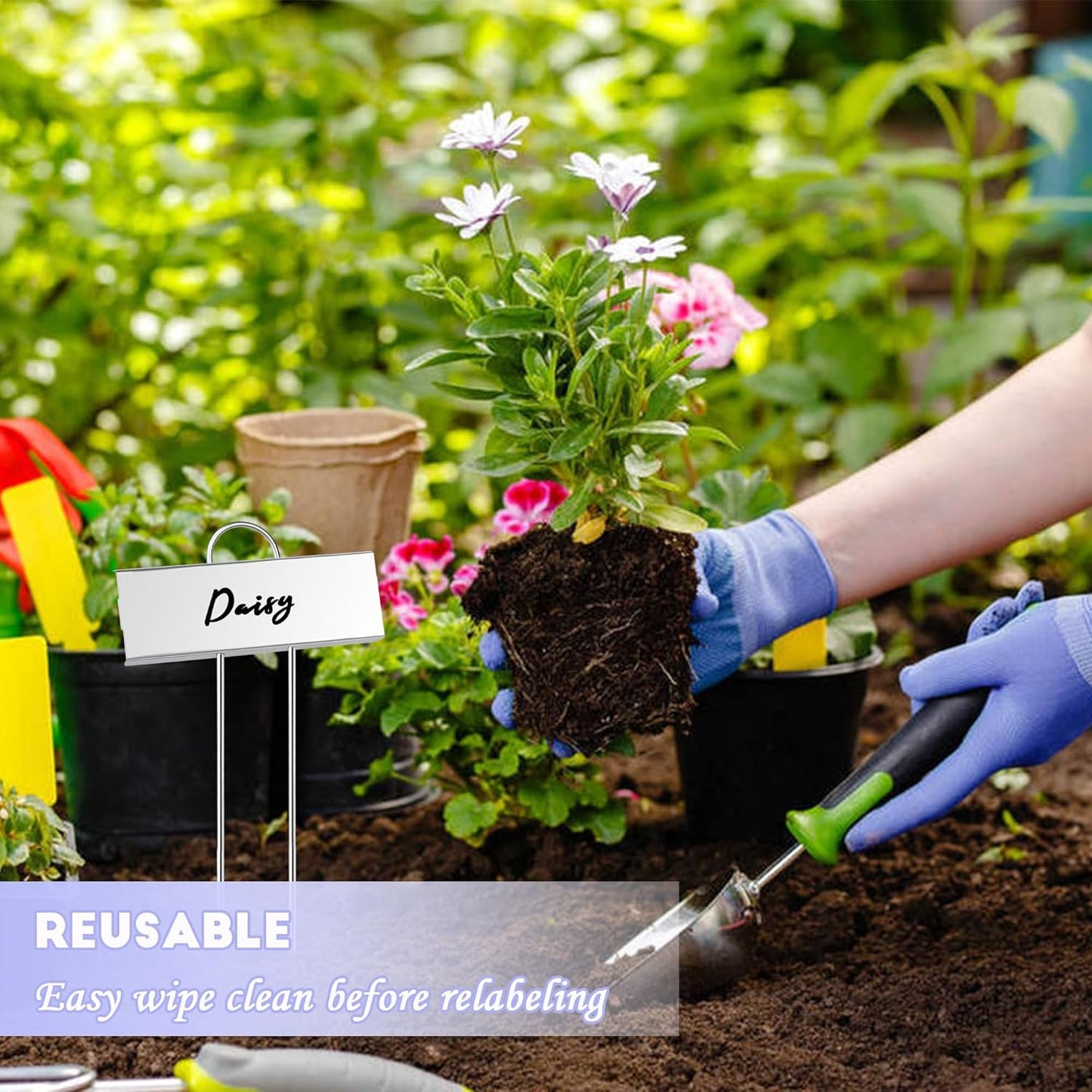 FORUP Metal Plant Labels, 50 Pack Garden Label Markers, Weatherproof Garden Stake Tags, Reusable Planting Gardening Markers, Silver