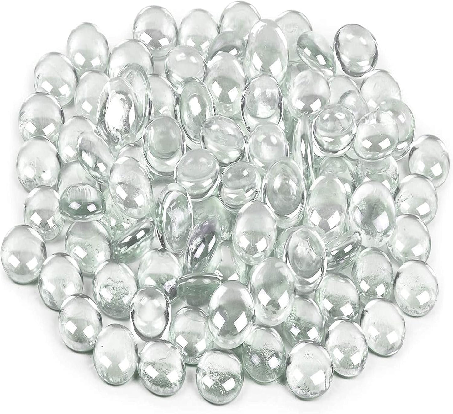 Galashield Flat Glass Marbles for Vases Clear Glass Gems Beads Pebbles Vase Filler (5 LBS, Approx. 540 PCS)