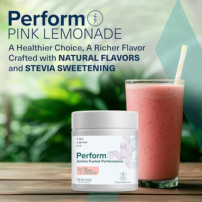 – Perform Pre-Workout Powder with EAAs, Stevia-Sweetened Energy Support for Men & Women – Pink Lemonade (6.7 oz)