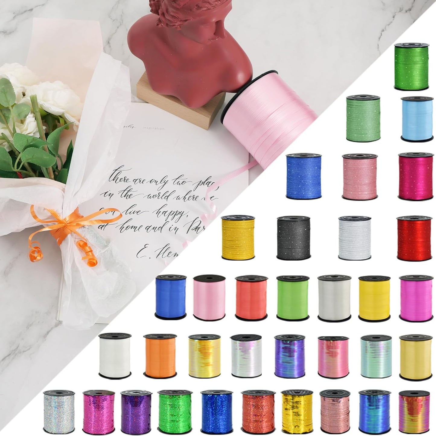 BEISHIDA 500 Yards Matte Hot Pink Curling Ribbon for Gift Wrapping, Birthday Party, Festival, Art Craft, Decor, Florist, Flowers