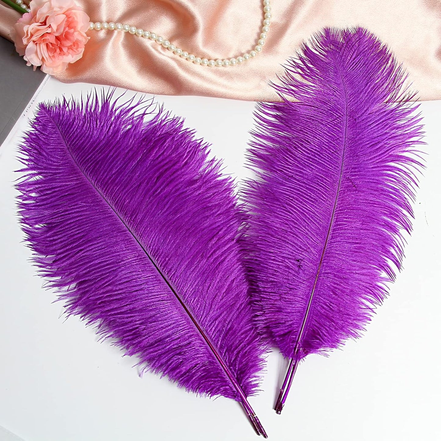 THARAHT 12pcs Purple Ostrich Feathers Natural Bulk 14-16Inch 35cm-40cm for Wedding Party Centerpieces Easter Gatsby and Home Decorate Ostrich Feather
