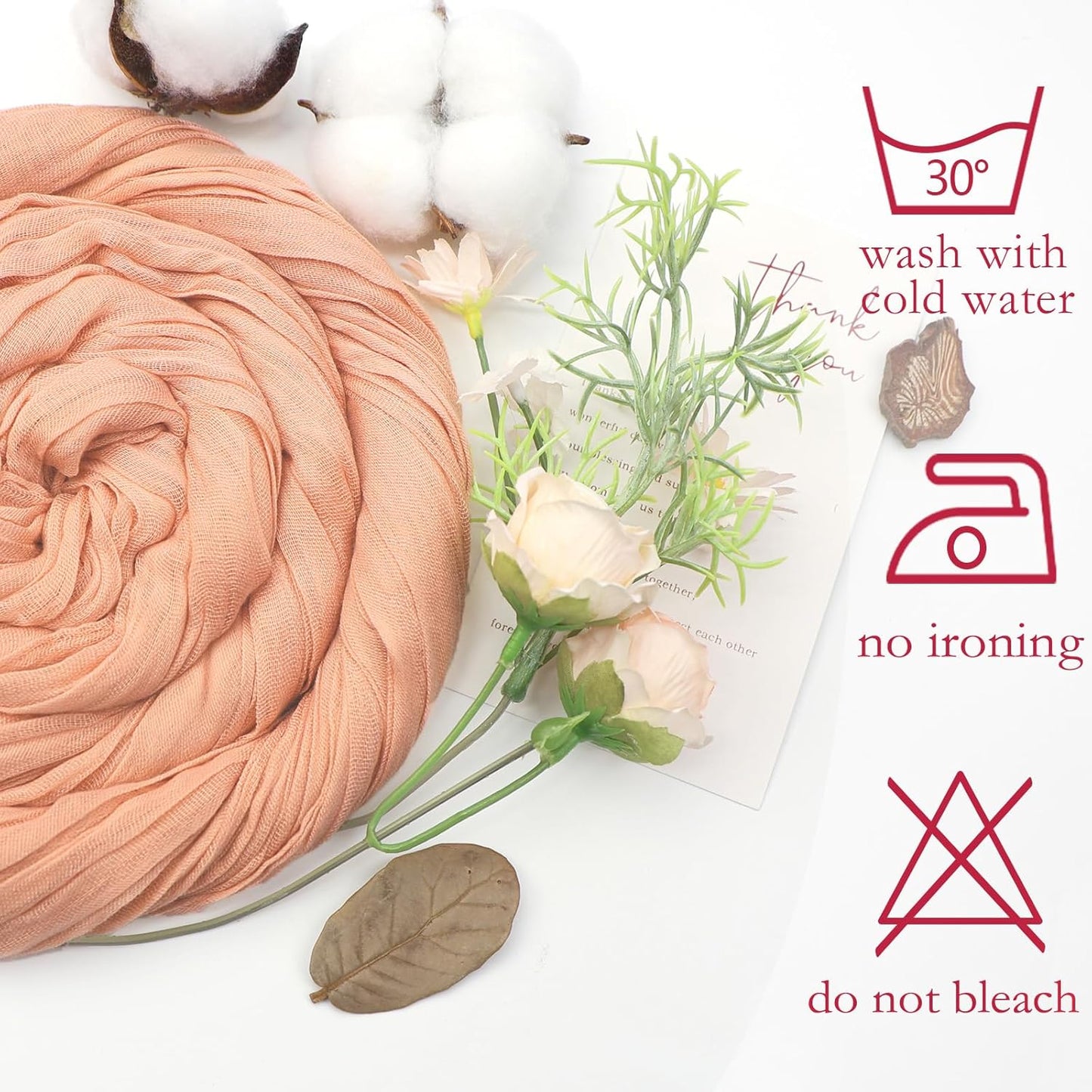 6 Pack Blush Pink Cheesecloth Table Runner 10ft Boho Gauze Fabric Cheese Cloth Table Runner 35 x 120 Inch Rustic Sheer for Romantic Wedding Decor Baby Shower Party Table Centerpiece Decoration