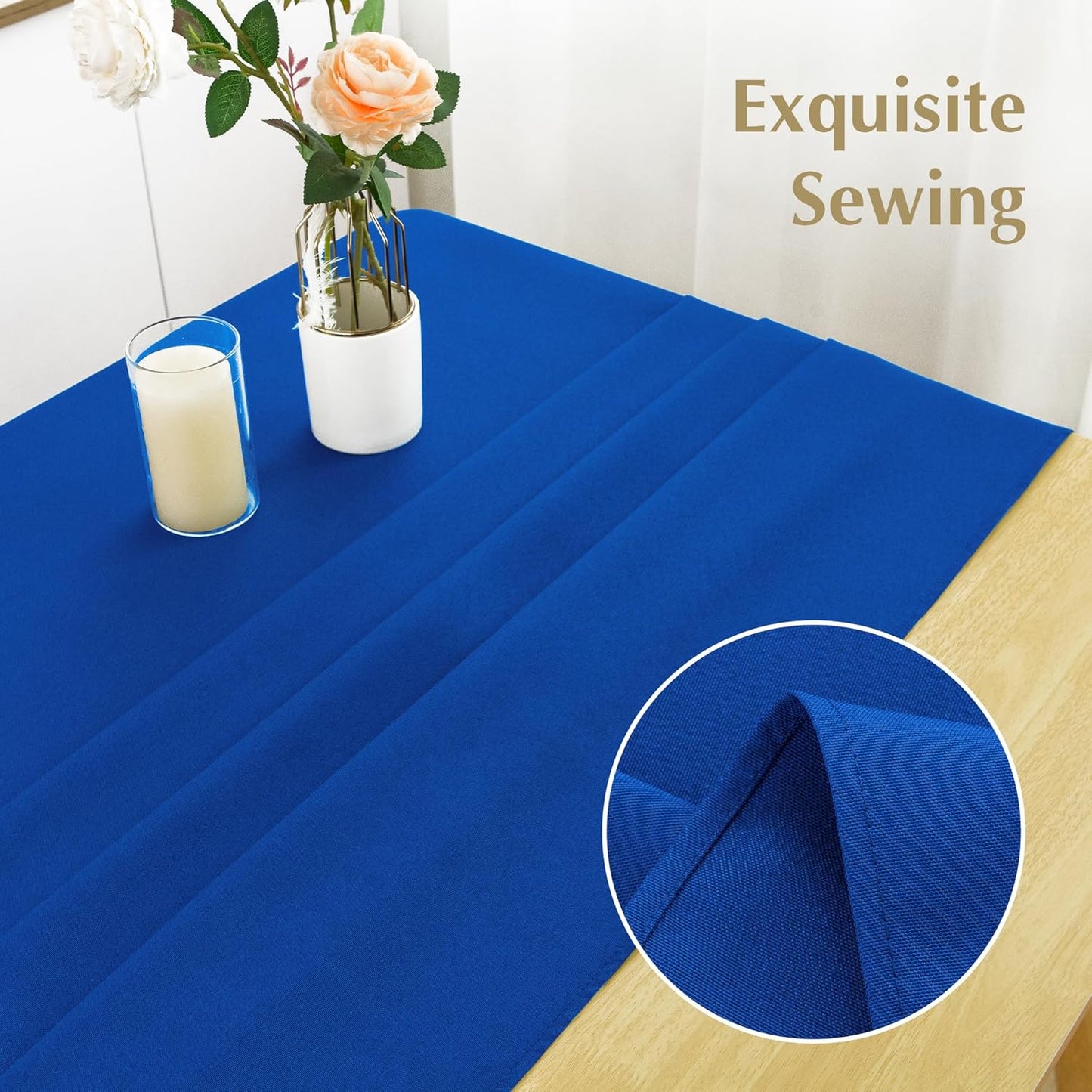 2 Pack Square Table Cloth 48X48 Inch Royal Blue Tablecloth Washable Polyester Solid Dining Table Cover for Birthday Party Dinner Holiday Outdoor Indoor