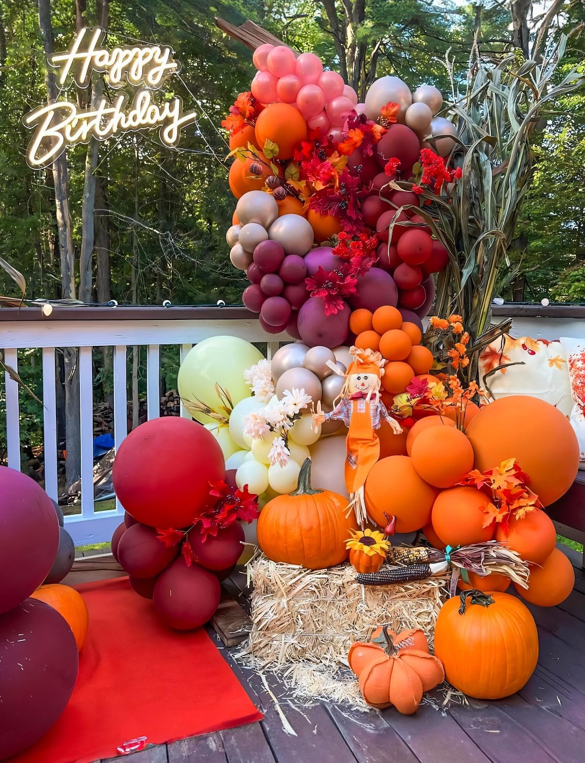 Fall Balloons,12 Inch Thanksgiving Balloons Set Burgundy Orange Metallic Gold Balloon Fall Color Confetti Balloon for Autumn Thanksgiving Birthday Baby Shower Party Decorations, 50Pcs