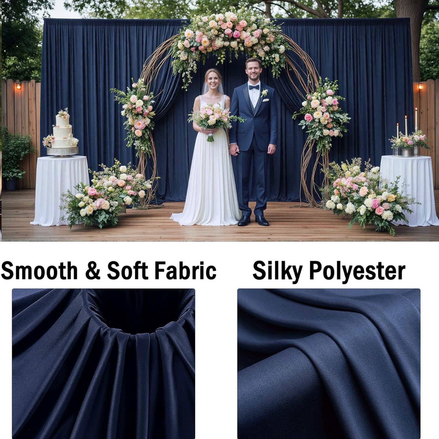 30ftx10ft Navy Blue Backdrop Curtains for Party Background, Wrinkle Free 6 Panels Navy Photo Backdrop Drapes Back Drop Cloth for Wedding Birthday Photography Baby Shower Decor
