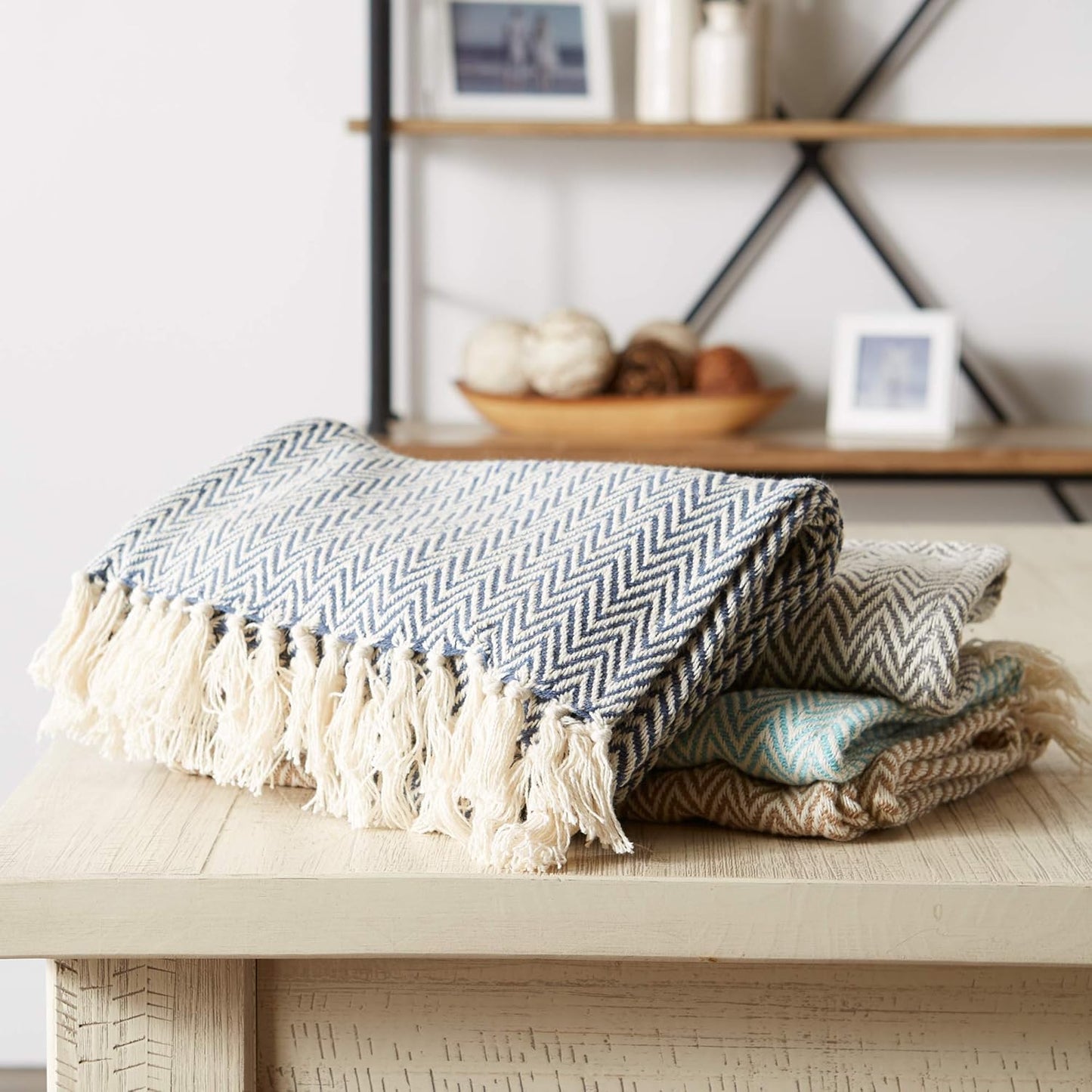 DII Woven Basic Tabletop Collection Chevron Table Runner, 15x72, Stone