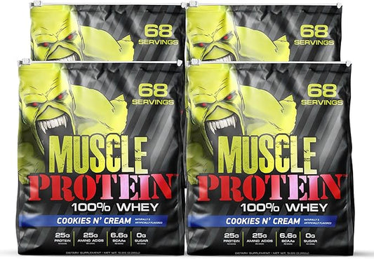 Muscle Protein Whey Powder [5 lbs/Pack of 1]– Cold Filtered, 25g Pure Protein, 6.6g BCAAs (Packaging May Vary) (20 Pound (Pack of 1), Cookies & Cream)