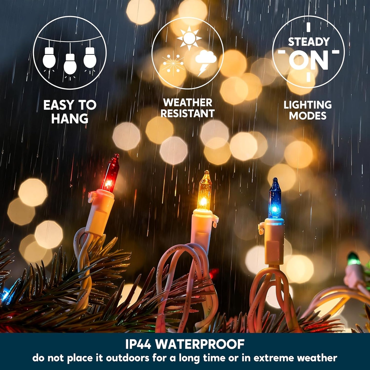 Joiedomi Christmas String Lights Indoor,100 Count Mini Multicolor Light with 21.4 FT White Wire,Lighting Decor for Patio Dorm Classroom Bedroom Holiday Wedding Party Garland Birthday Festival