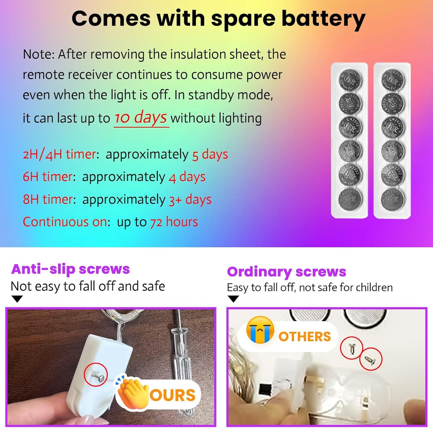 HXWEIYE 6 Pack Multicolor Fairy Lights Battery Operated with Remote & Timer, 7ft 20LED Mini String Lights Mason Jar Lights, Waterproof Firefly Starry Lights for DIY Wedding Party Bedroom Patio