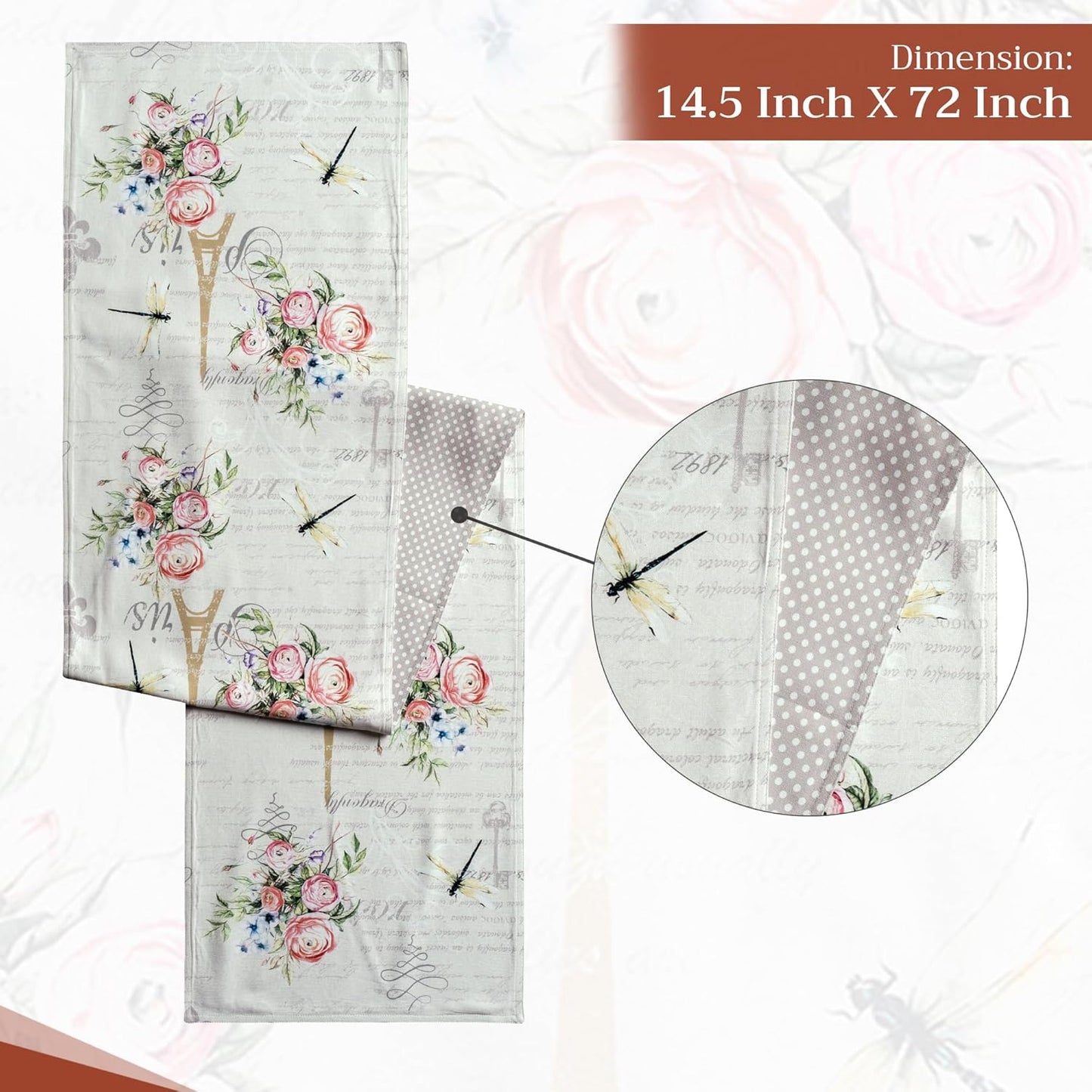 Maison d' Hermine Table Runner 100% Cotton Double Layer Table Runners 72 inches Long Decorative for Home Kitchen Dining Party Wedding Bridal Shower Spring Summer (Champ De Mars, 14.50" x 72")