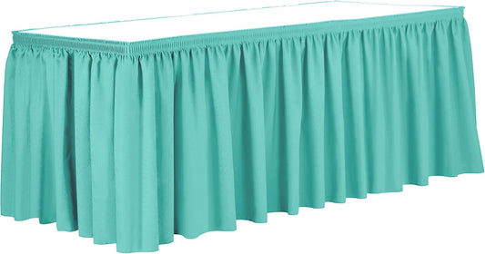 Ultimate Textile Pleat Polyester Fabric Table Skirt - Machine Washable Flame Resistant with Clips for Events, Weddings & Trade Shows, Cut & Sewn in Paterson, NJ - Caribbean, 21' Shirred Pleat