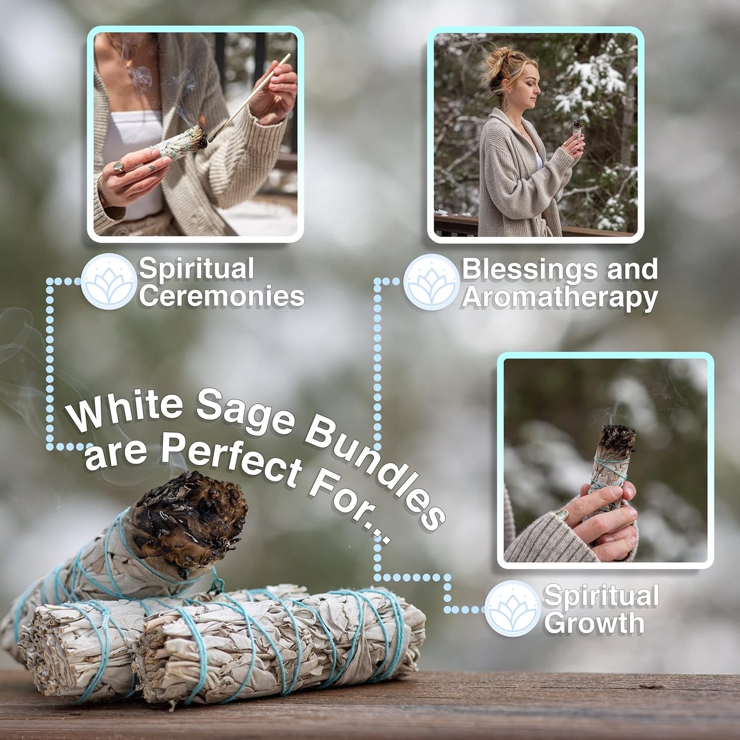 100 Wholesale White Sage Smudge Sticks for Cleansing, Purifying & Smudging