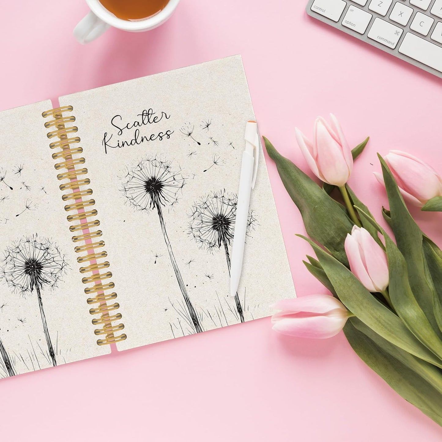 Inspirational Dandelion Floral Spiral Notebook, Motivational Dandelion Journaling Notebooks for Note Taking, Flower Hardcover Journals 160 Pages 5.5x8.3 Inch, Mental Health Gifts for Women