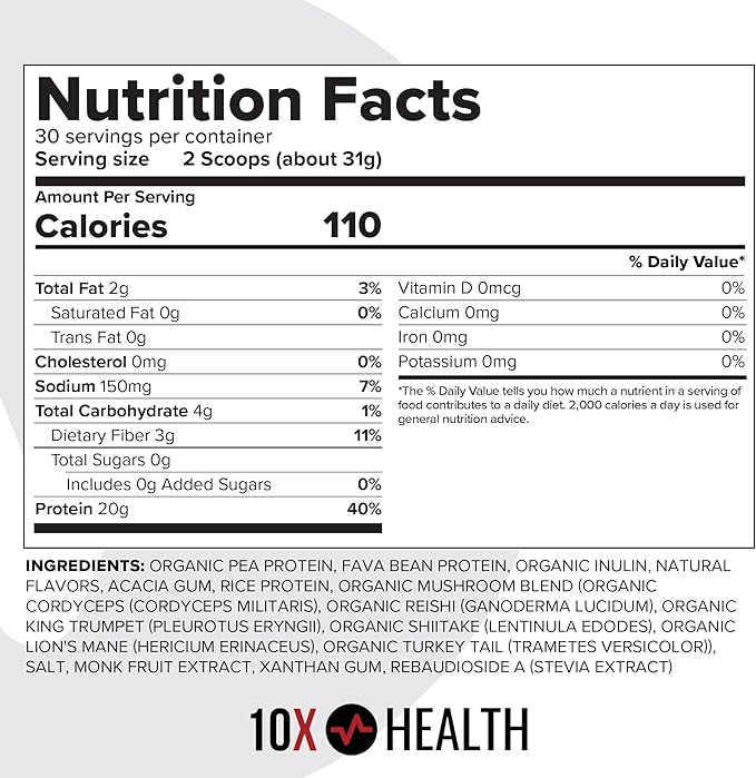 10X Health Vegan Protein Powder - 20g per Serving Plant Based Protein Powder for Muscle Support, Strength & Nutrition - Dairy-Free & Gluten-Free - Honey Vanilla 2.3 lbs, 30 Servings